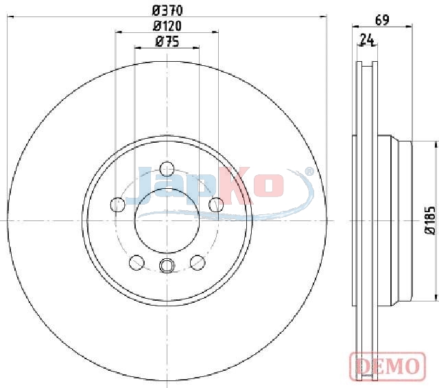 JAPKO Bremseskive 610127c bagaksel ventileret 330mm 20mm for BMW