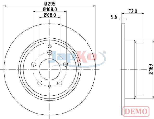 JAPKO Bremseskive 610319c bagaksel fuld 295mm 10mm for VOLVO
