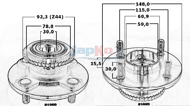 JAPKO Hjulnav 421039 for NISSAN