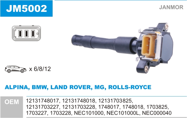 JANMOR Tændspole jm5002 for BMW ROVER LAND ROVER