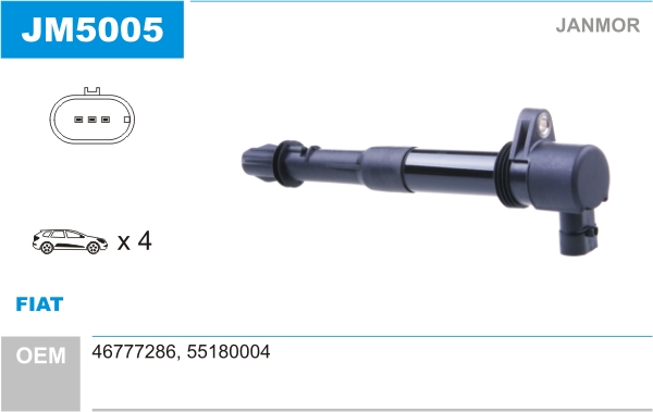 JANMOR Tændspole jm5005 for FIAT