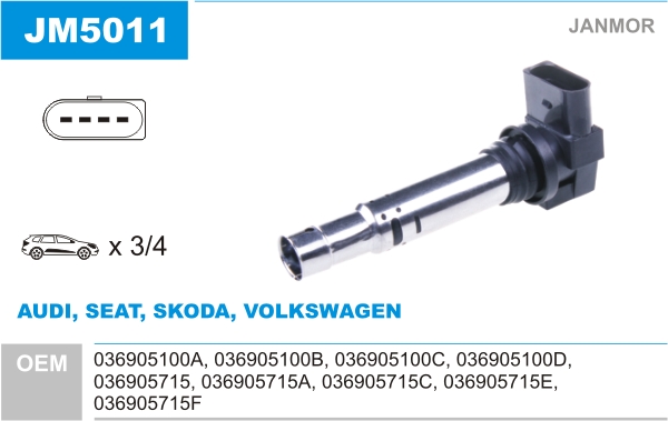JANMOR Tændspole jm5011 for VAG