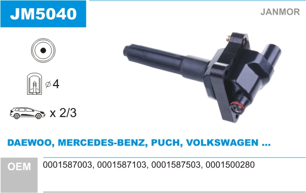 JANMOR Tændspole jm5040 for MERCEDES-BENZ