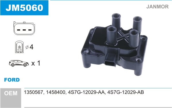 JANMOR Tændspole jm5060 for FORD