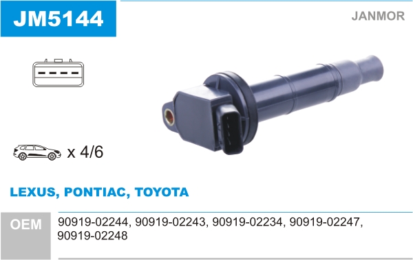 JANMOR Tændspole jm5144 for TOYOTA