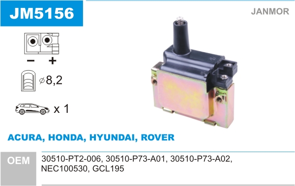 JANMOR Tændspole jm5156 for ROVER HONDA