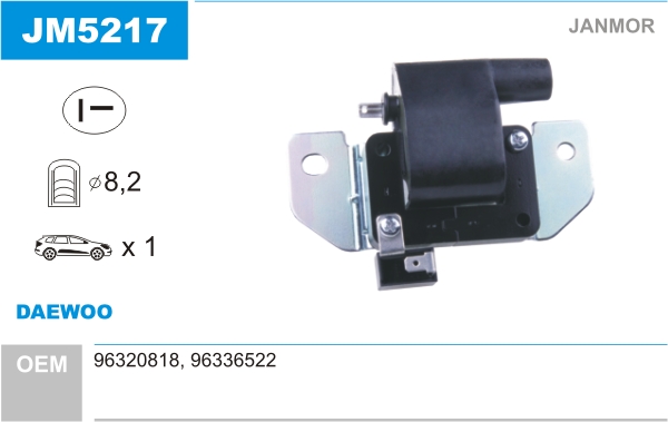 JANMOR Tændspole jm5217 for DAEWOO