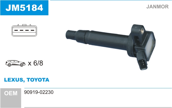 JANMOR Tændspole jm5184 for TOYOTA