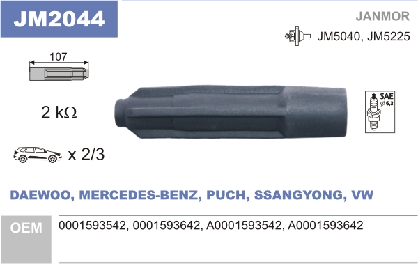 JANMOR Stik, tændspole jm2044 for MERCEDES-BENZ VAG