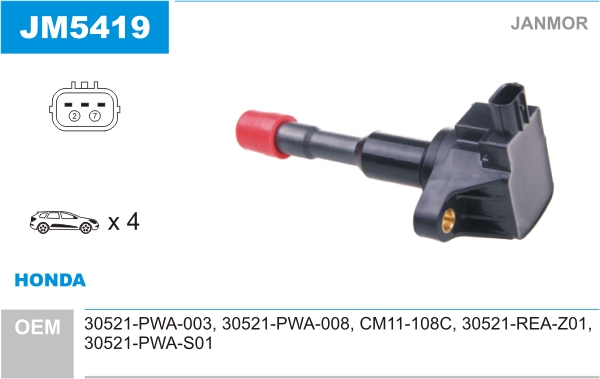 JANMOR Tændspole jm5419 for INNOCENTI HONDA