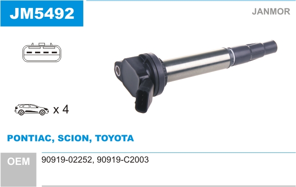 JANMOR Tændspole jm5492 for LEXUS