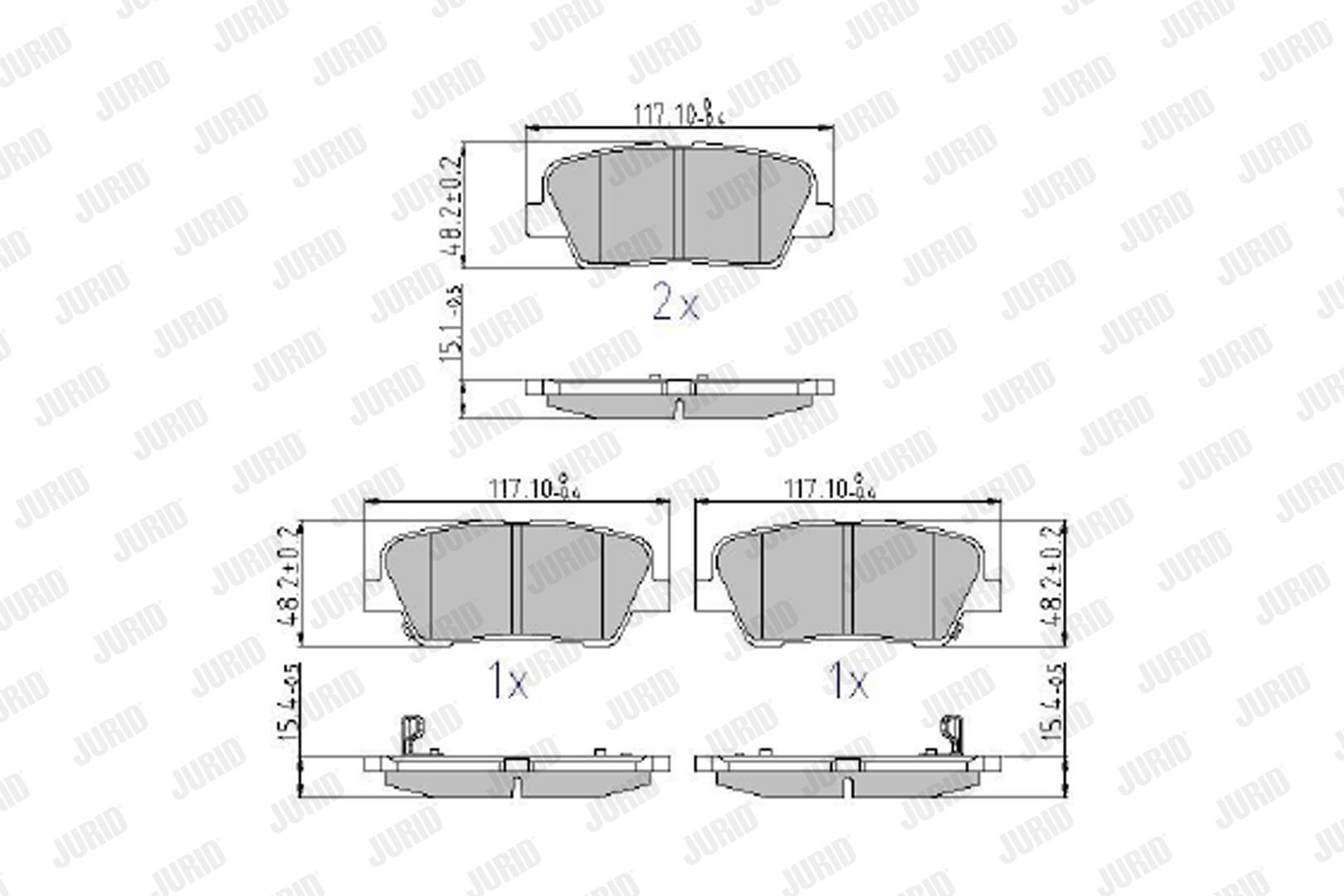 JURID Bremseklodser 572639j for SSANGYONG HYUNDAI KIA