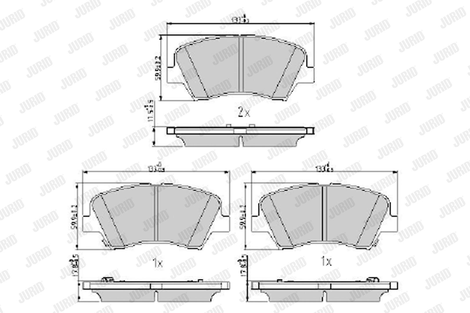 JURID Bremseklodser 573406j for HYUNDAI KIA