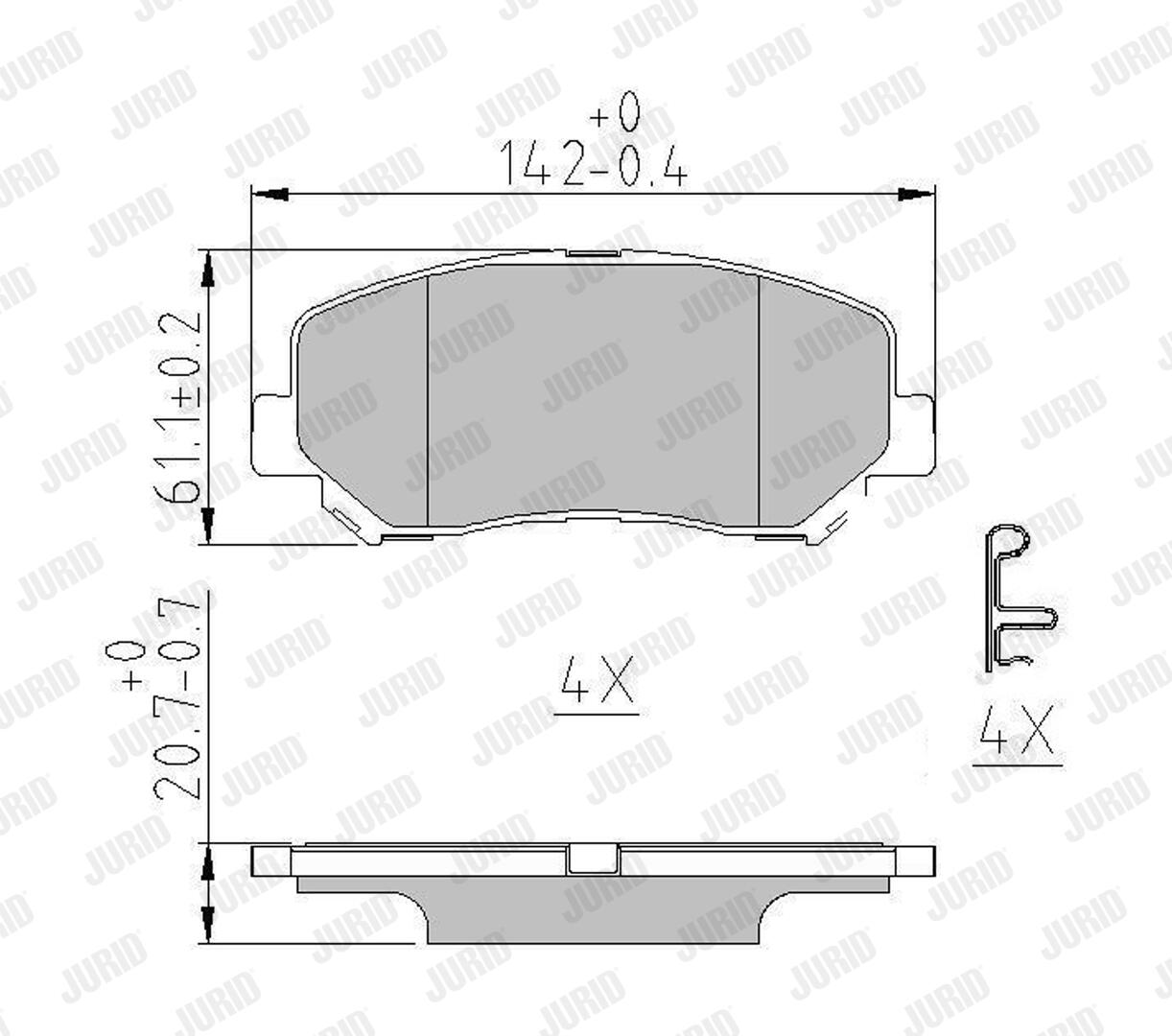 JURID Bremseklodser 573787j for JEEP