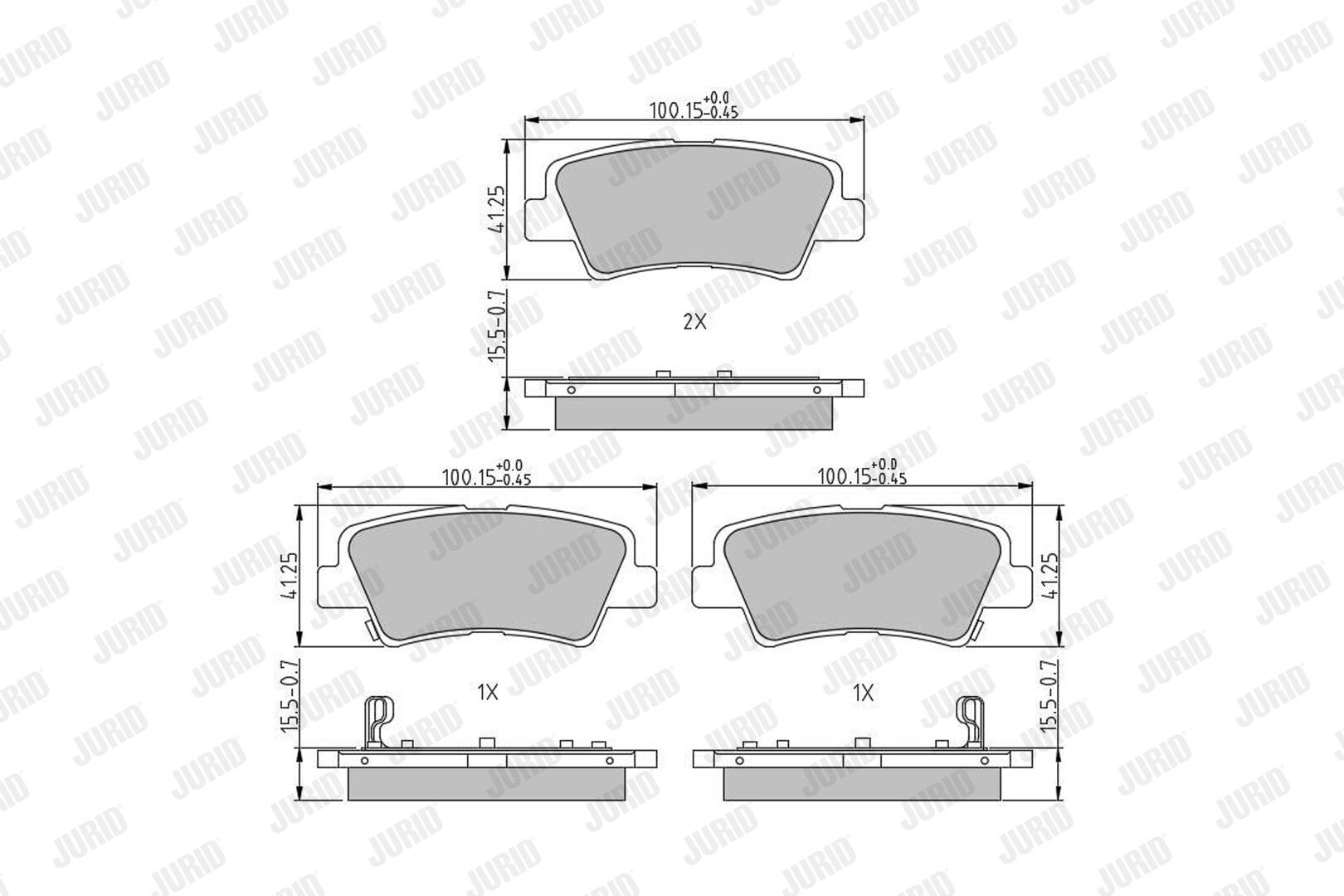 JURID Bremseklodser 573816j for HYUNDAI SSANGYONG KIA