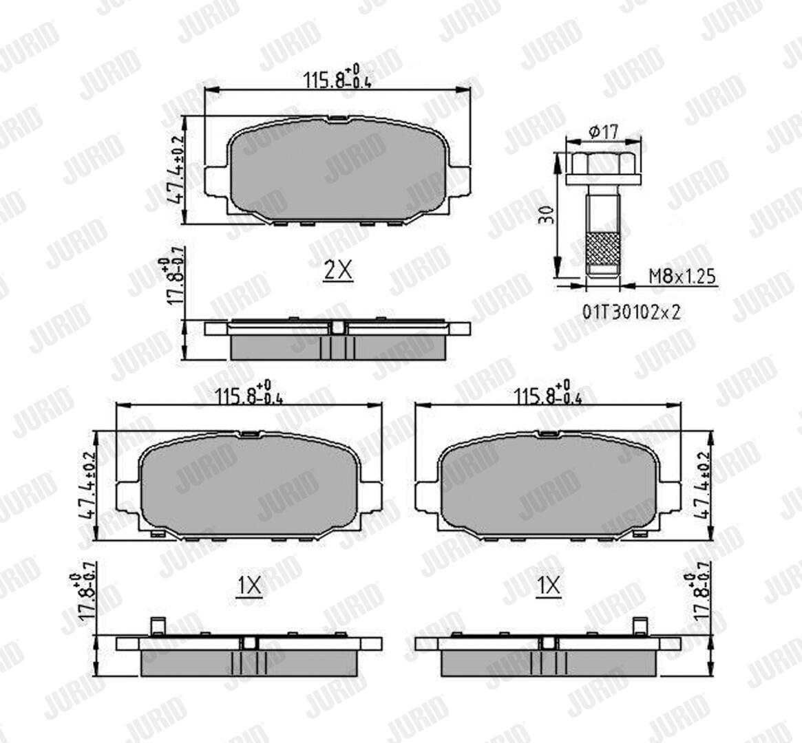 JURID Bremseklodser 573824j for JEEP