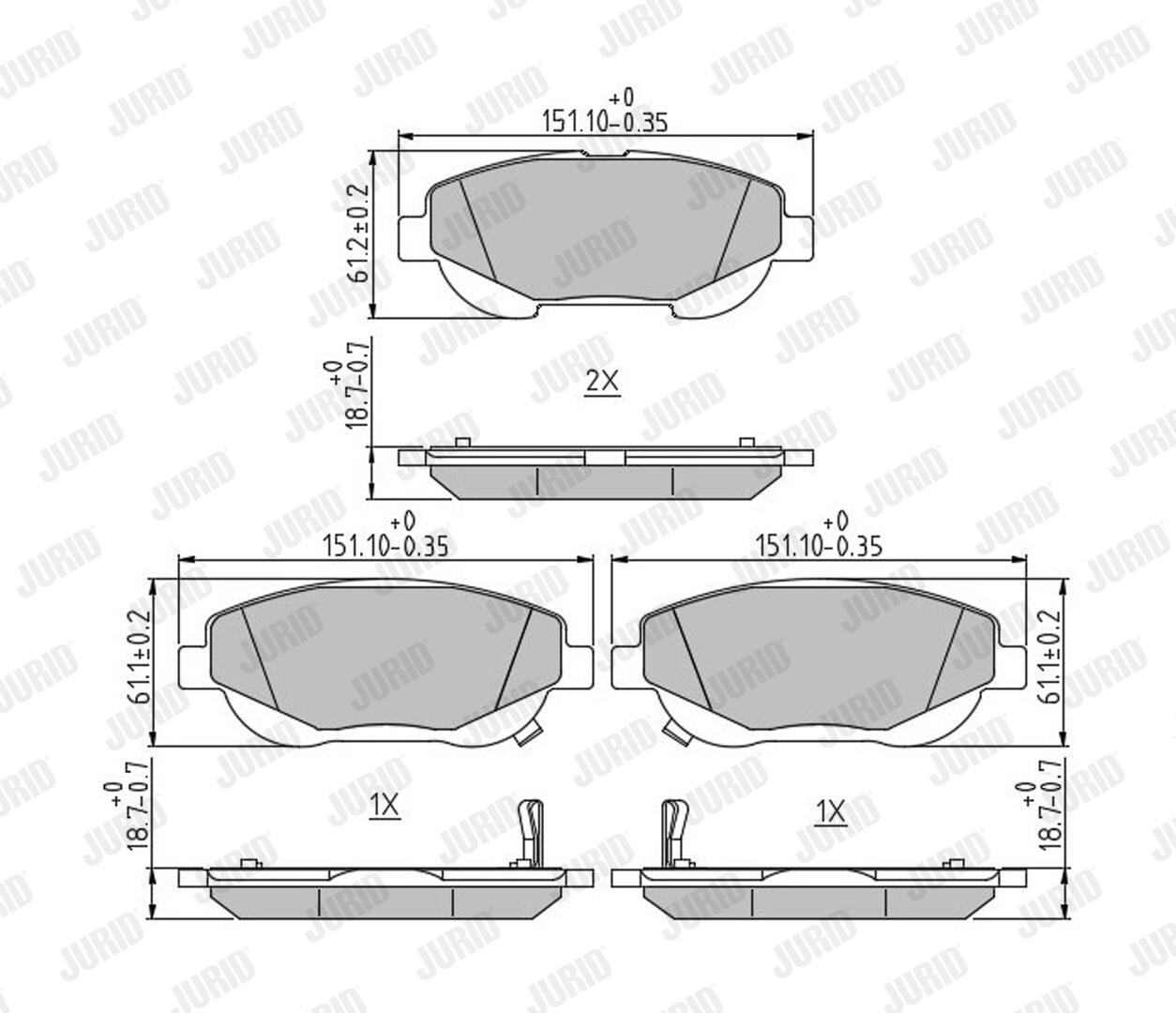JURID Bremseklodser 573631j for TOYOTA