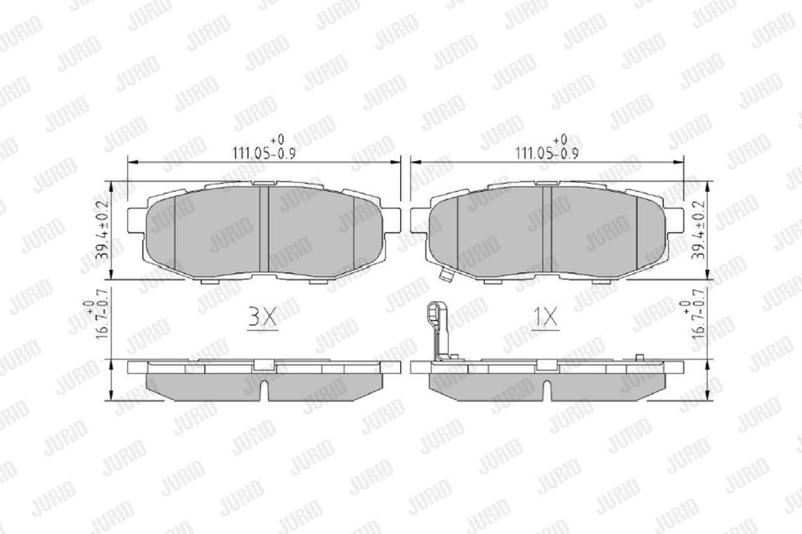 JURID Bremseklodser 573959j for TOYOTA SUBARU