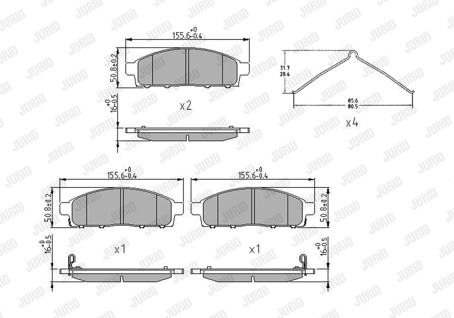 JURID Bremseklodser 573916j for FIAT MITSUBISHI
