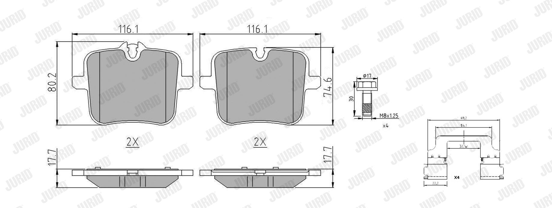 JURID Bremseklodser 574038j for ROLLS-ROYCE BMW