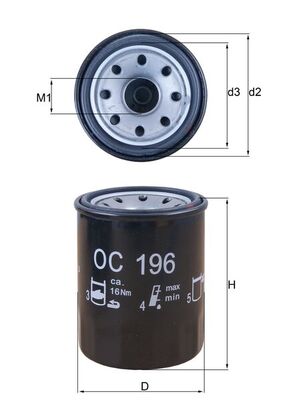 MAHLE Oliefilter oc196 Påskruet 86mm M20x1,5 for OPEL FORD FORD USA VOLVO VAUXHALL PEUGEOT FIAT ISUZU MAZDA MITSUBISHI INFINITI NISSAN PROTON BYD