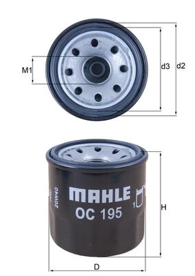 MAHLE Oliefilter oc195 Påskruet 66mm M20x1,5 for KAWASAKI SUBARU MAZDA KIA FORD ISUZU MITSUBISHI NISSAN RENAULT