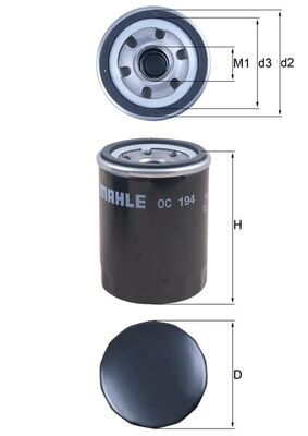 MAHLE Oliefilter oc194 Påskruet 86mm M20x1,5 for FORD FORD USA NISSAN INFINITI KIA