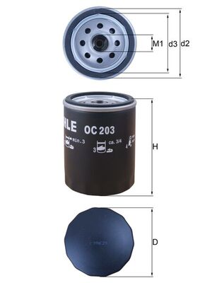MAHLE Oliefilter oc203 Påskruet 100mm 3/4-16UNF-2B for FORD GMC MAZDA