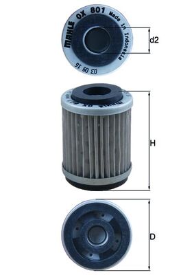 MAHLE Oliefilter ox801 Filterindsats diameter_mm_200|Diameter [mm]|38 height_mm_209|Højde [mm]|48 inner_diameter_2_mm_996|Indvendig diameter 2 [mm]|14