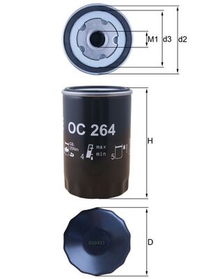 KNECHT Oliefilter oc264 Påskruet 120mm 3/416UNF2B for CUPRA VW