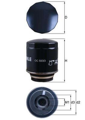 KNECHT Oliefilter oc5933 Påskruet 97mm 3/4-16UNF-2B for AUDI