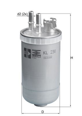 MAHLE Brændstof-filter kl230 Lednings 200,1mm for FORD