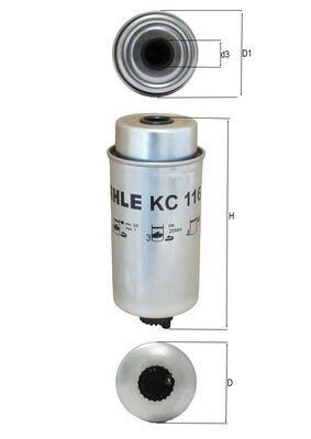 KNECHT Brændstof-filter kc116 Påskruet 198mm for FORD FORD USA