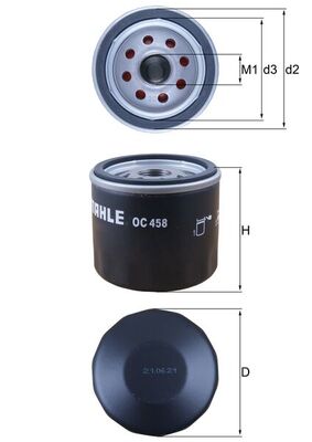 KNECHT Oliefilter oc458 Påskruet 70mm M20x1,5 for FIAT LANCIA CITROËN