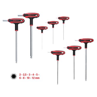KS Tools 151.8150, T-håndtag unbrakonøglesæt, 9 stk, T-håndtag med kort arm, Krom-vanadium-stål, 1,8 kg
