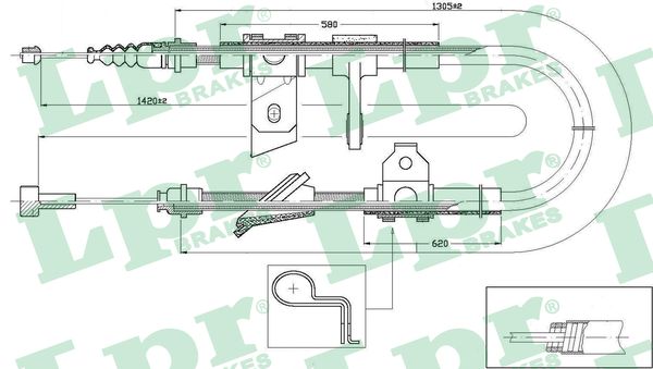 LPR Håndbremsekabel c0021b for LANCIA