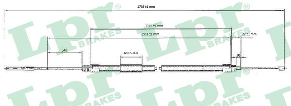 LPR Håndbremsekabel c0077b for BMW