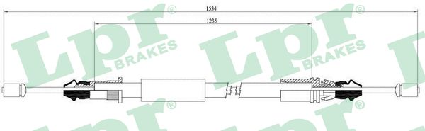 LPR Håndbremsekabel c0108b for CITROËN PEUGEOT