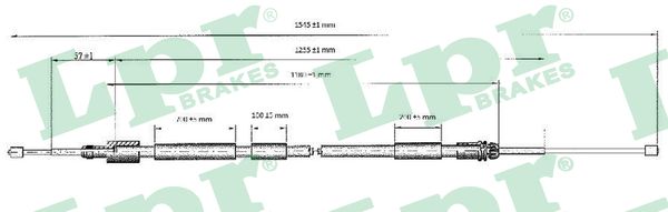 LPR Håndbremsekabel c0117b for PEUGEOT