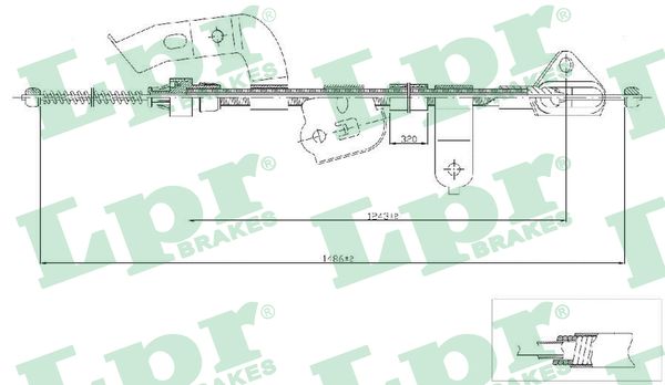 LPR Håndbremsekabel c0132b for PEUGEOT
