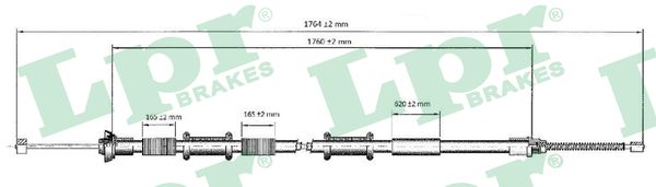 LPR Håndbremsekabel c0166b for FIAT