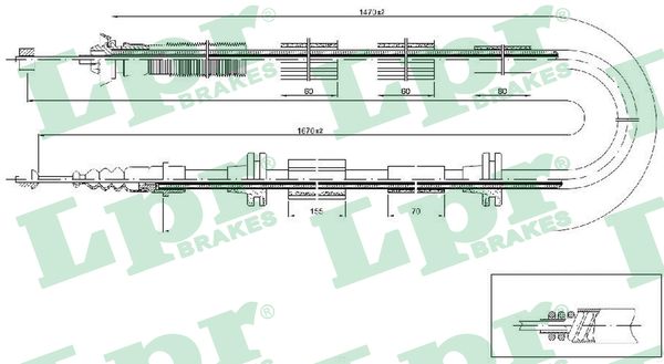 LPR Håndbremsekabel c0206b for FIAT