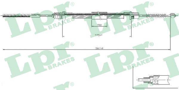 LPR Håndbremsekabel c0209b for LANCIA PEUGEOT