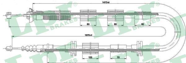 LPR Håndbremsekabel c0223b for FIAT
