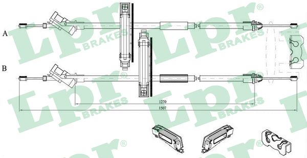 LPR Håndbremsekabel c0227b for FORD