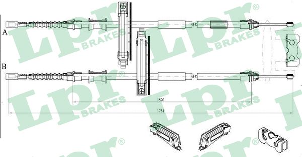 LPR Håndbremsekabel c0226b for FORD