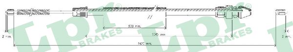 LPR Håndbremsekabel c0369b for OPEL VAUXHALL