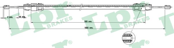 LPR Håndbremsekabel c0421b for MERCEDES-BENZ