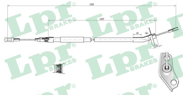 LPR Håndbremsekabel c0446b for MERCEDES-BENZ VW