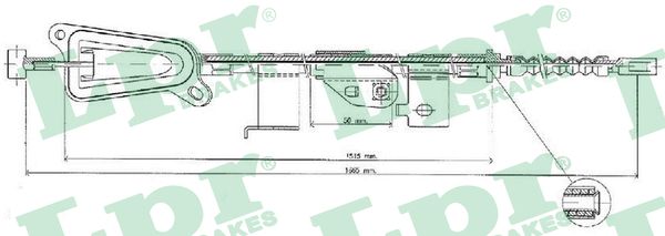 LPR Håndbremsekabel c0483b for NISSAN